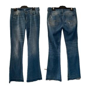 7 For All Mankind Women's Medium Blue Flare Jeans low rise flare vintage y2k